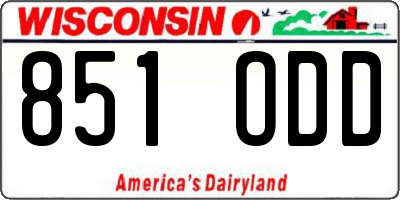 WI license plate 851ODD