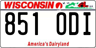 WI license plate 851ODI