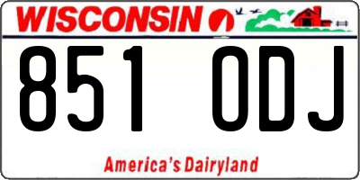 WI license plate 851ODJ