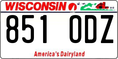WI license plate 851ODZ