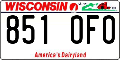 WI license plate 851OFO