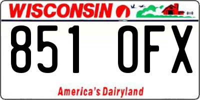 WI license plate 851OFX