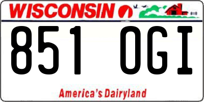WI license plate 851OGI