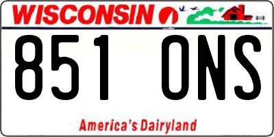WI license plate 851ONS