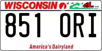 WI license plate 851ORI