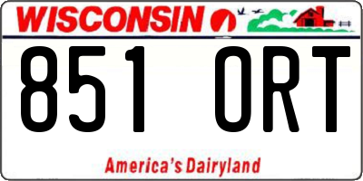 WI license plate 851ORT