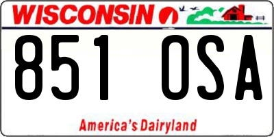 WI license plate 851OSA