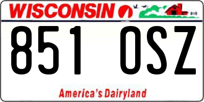 WI license plate 851OSZ