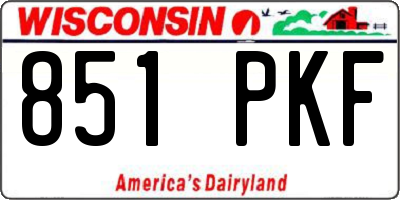 WI license plate 851PKF