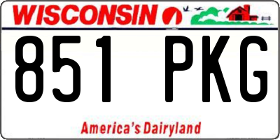 WI license plate 851PKG
