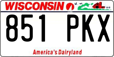 WI license plate 851PKX
