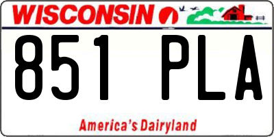 WI license plate 851PLA