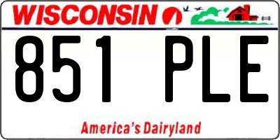 WI license plate 851PLE