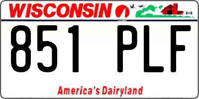 WI license plate 851PLF