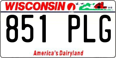 WI license plate 851PLG