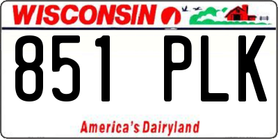 WI license plate 851PLK