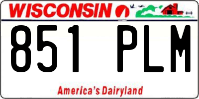 WI license plate 851PLM