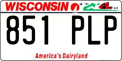 WI license plate 851PLP