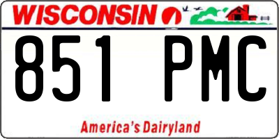 WI license plate 851PMC