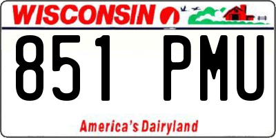 WI license plate 851PMU
