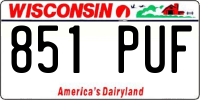 WI license plate 851PUF