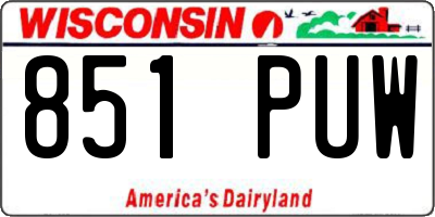 WI license plate 851PUW