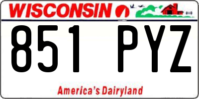 WI license plate 851PYZ