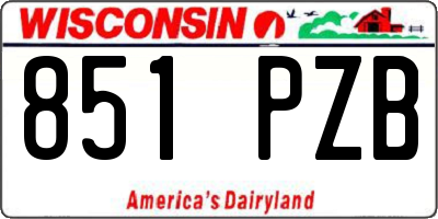 WI license plate 851PZB