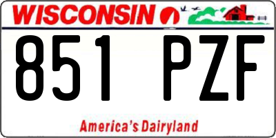 WI license plate 851PZF