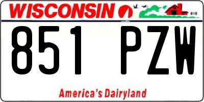 WI license plate 851PZW