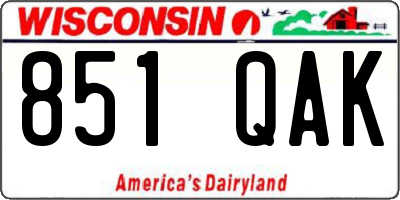 WI license plate 851QAK