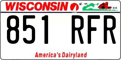 WI license plate 851RFR