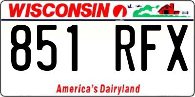 WI license plate 851RFX