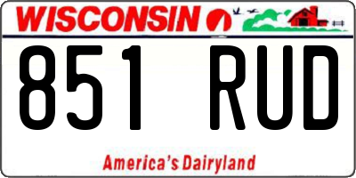 WI license plate 851RUD
