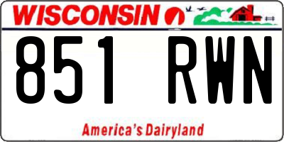 WI license plate 851RWN