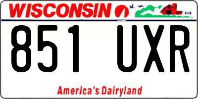WI license plate 851UXR