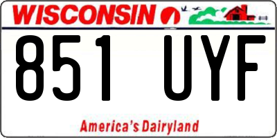 WI license plate 851UYF