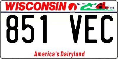 WI license plate 851VEC