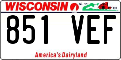 WI license plate 851VEF