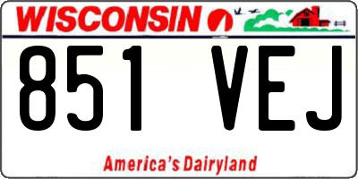 WI license plate 851VEJ