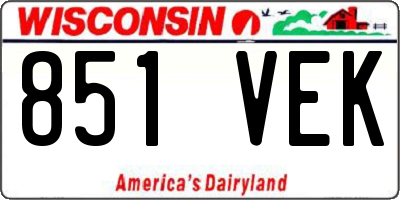 WI license plate 851VEK