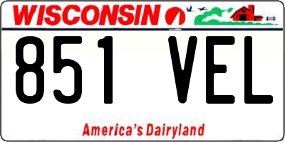 WI license plate 851VEL