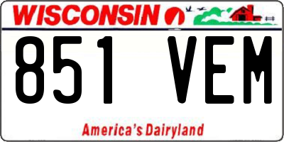 WI license plate 851VEM