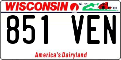 WI license plate 851VEN