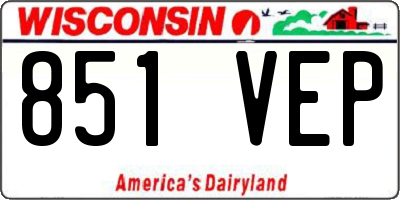 WI license plate 851VEP