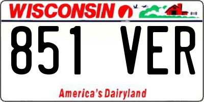 WI license plate 851VER