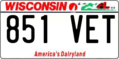 WI license plate 851VET