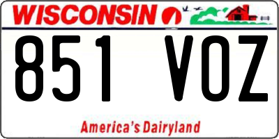 WI license plate 851VOZ