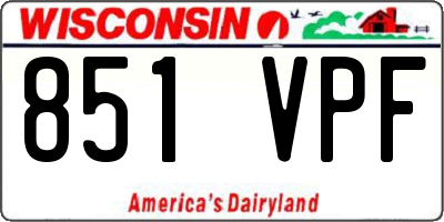 WI license plate 851VPF