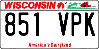 WI license plate 851VPK